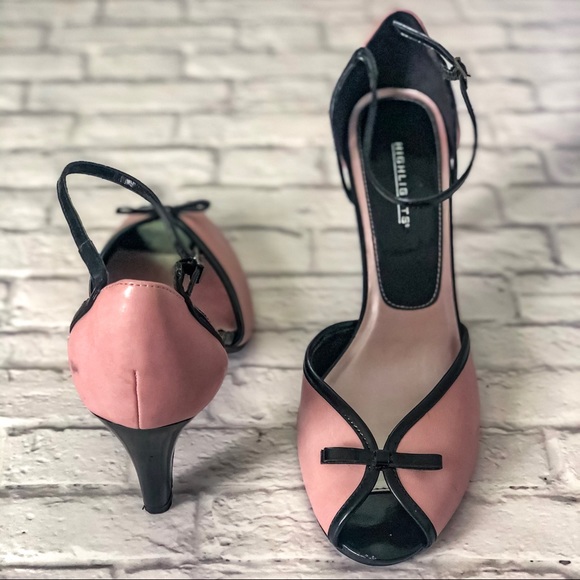 Pink & Black Peep Toe Heels - Picture 3 of 7